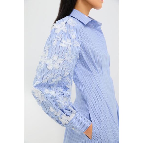 TUCKERNUCK Blue Stripe Embroidery Mini Corinne Dress Size XL NWT - Picture 6 of 8